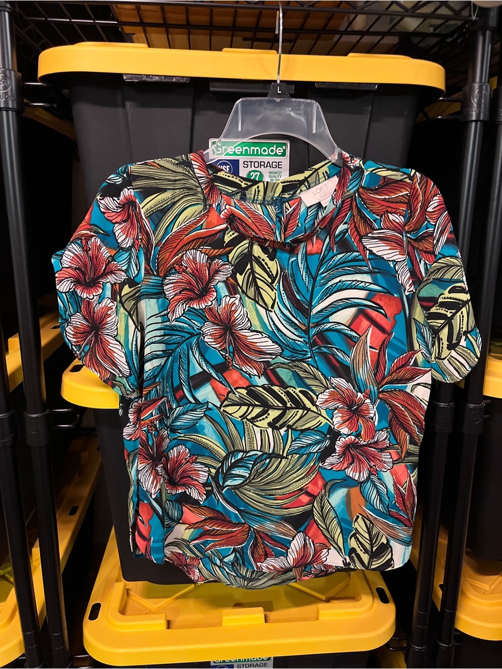 LOFT Outlet Feather Print Short Sleeve Top